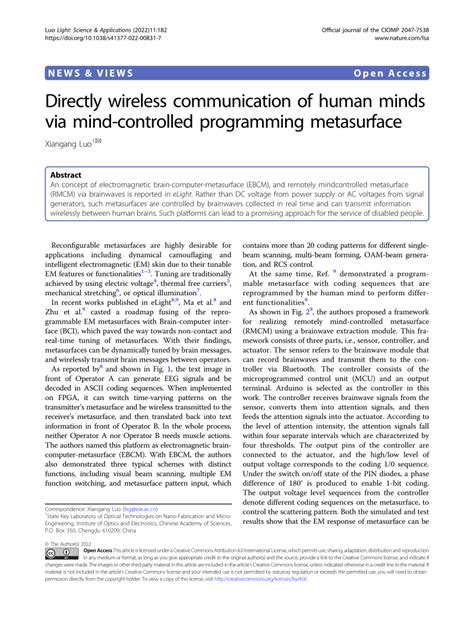 Directly wireless communication of human minds via mind 